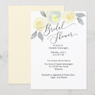 Yellow and Grey Floral Bridal Shower Invitation