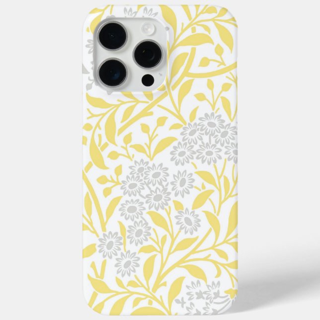 Yellow and Grey Floral Damask Pattern Case-Mate iPhone Case (Back)