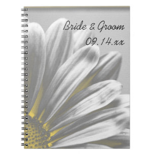 Yellow and Grey Floral Highlights Wedding Notebook