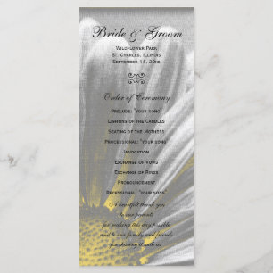 Yellow and Grey Floral Highlights Wedding Program
