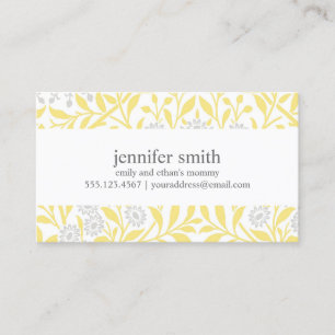 Yellow and Grey Floral Mommy Cards