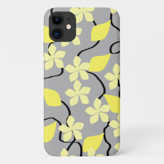 Yellow and Grey Flowers. Floral Pattern. iPhone 11 Case