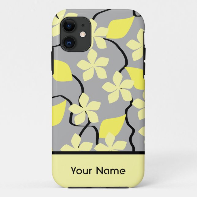 Yellow and Grey Flowers. Floral Pattern. Custom Case-Mate iPhone Case (Back)