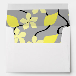 Yellow and Grey Flowers. Floral Pattern. Envelopes