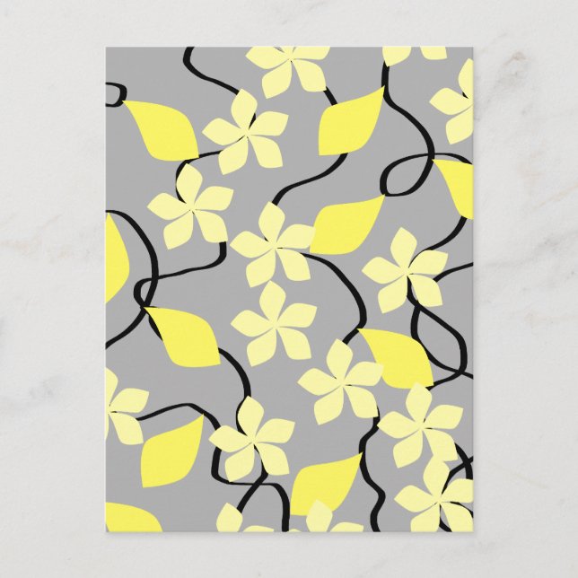 Yellow and Grey Flowers. Floral Pattern. Postcard (Front)