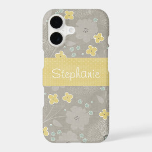 Yellow and Grey Flowers Personalized Barely There