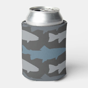 Yellow and Grey Fun Trout Fish Pattern Can Cooler