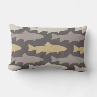 Yellow and Grey Fun Trout Fish Pattern Lumbar Pillow