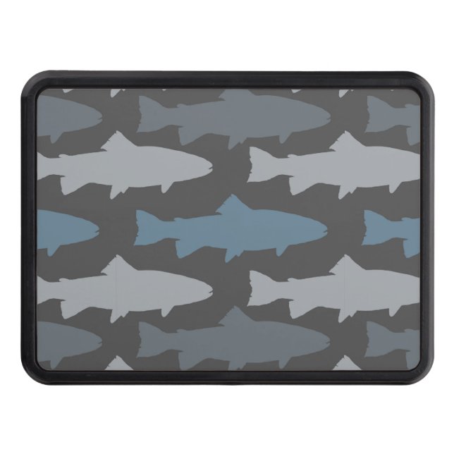 Yellow and Grey Fun Trout Fish Pattern Trailer Hitch Cover (Front)