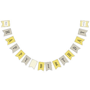 Yellow and Grey Geometric Birthday Bunting Flags
