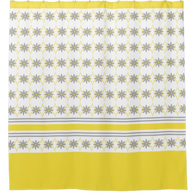Yellow and Grey Geometric Flowers on White (Front)