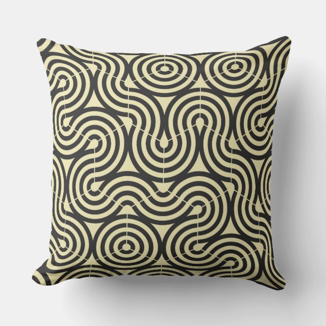 yellow and Grey Geometric Throw Pillow (Front)