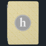 Yellow and Grey Greek Key Pattern Monogram iPad Air Cover<br><div class="desc">Stylish iphone case features an elegant and trendy greek key or meander vector illustration pattern and can be personalized with your initial,  monogram,  name or any text of your choice. More colours and styles available at our store.</div>