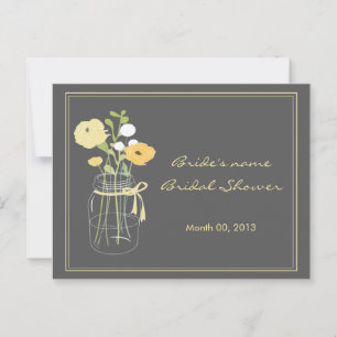 Yellow and Grey Mason Jar Bridal Shower Advice Card