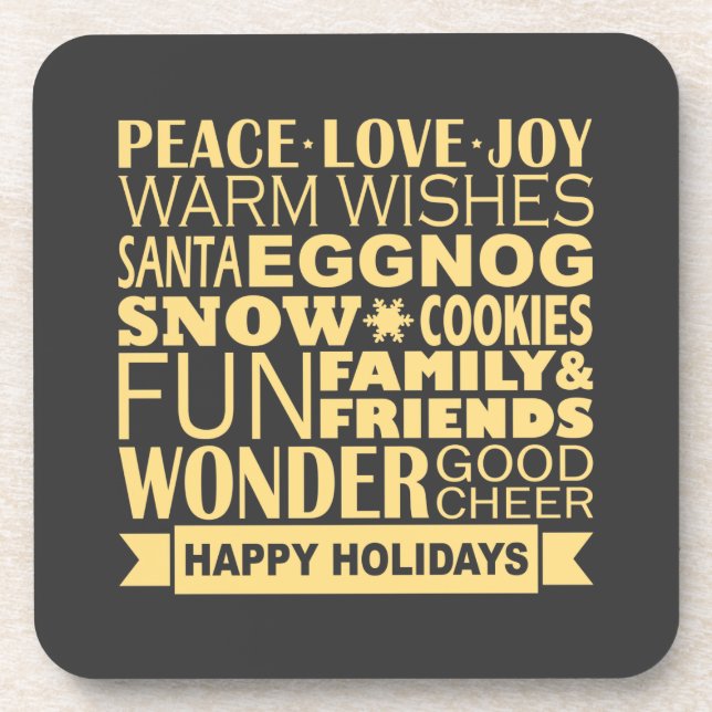 Yellow and Grey Modern Holiday Coaster (Front)
