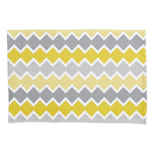 Yellow and Grey Pattern  Pillowcase (Front-Left)