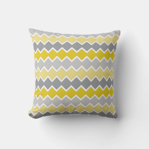 Yellow and Grey Pattern  Throw Pillow