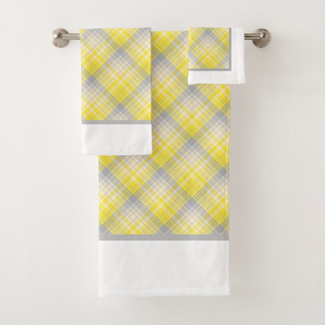 Yellow And Grey Plaid  Bath Towel Set (Insitu)