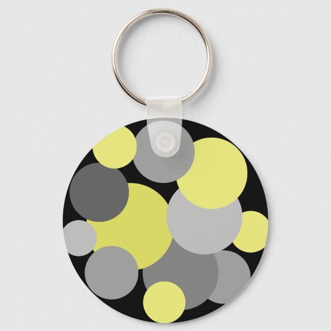 Yellow and Grey Polka Dots  Keychain (Front)