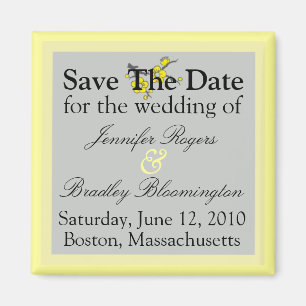 Yellow And Grey Save The Date Magnets