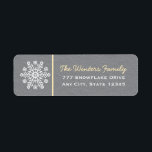 Yellow and Grey Snowflake Return Address Labels<br><div class="desc">A beautiful snowflake return address label and sticker with a floral snowflake design and a textured look grey background. A cute and pretty winter holiday,  special occasion and/or Christmas themed address stickers with a yellow stripe. Artwork © Chrissy H. Studios,  LLC. All rights reserved.</div>