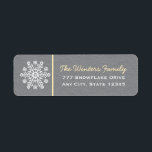 Yellow and Grey Snowflake Return Address Labels<br><div class="desc">A beautiful snowflake return address label and sticker with a floral snowflake design and a textured look grey background. A cute and pretty winter holiday,  special occasion and/or Christmas themed address stickers with a yellow stripe. Artwork © Chrissy H. Studios,  LLC. All rights reserved.</div>