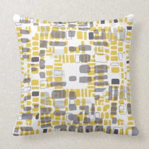 Yellow and grey spot pattern throw pillow