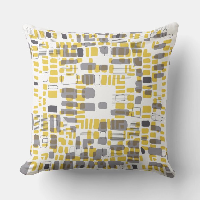Yellow and grey spot pattern throw pillow (Front)