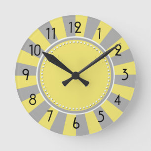 Yellow and Grey Starburst Stripes Clock