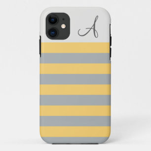 Yellow and Grey Striped Monogram iPhone 5/5s Case