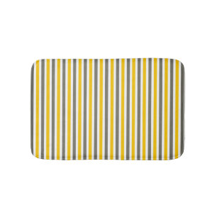 Yellow and grey striped pattern modern bath mat