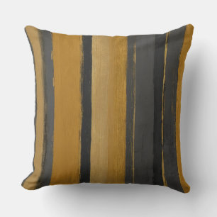 yellow and grey stripes throw pillow