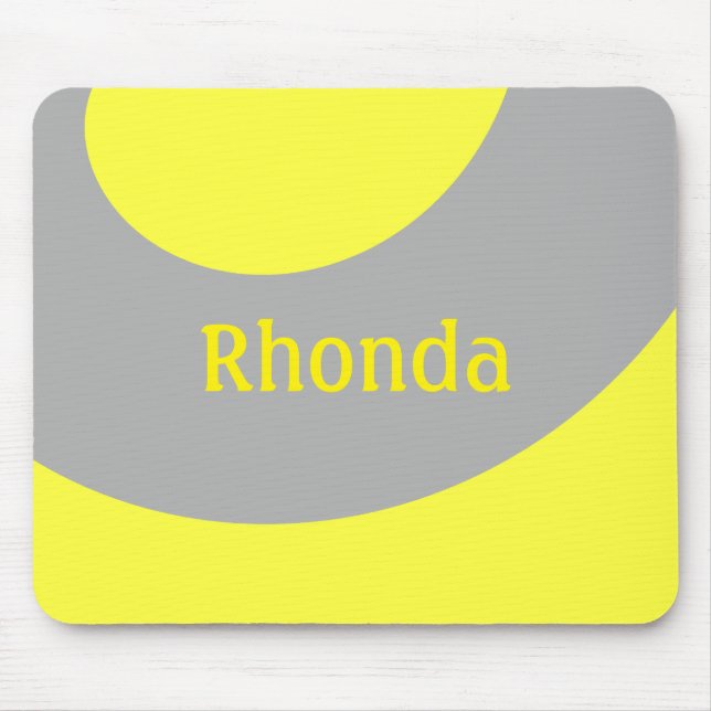 Yellow and Grey Swirls Mouse Pad (Front)