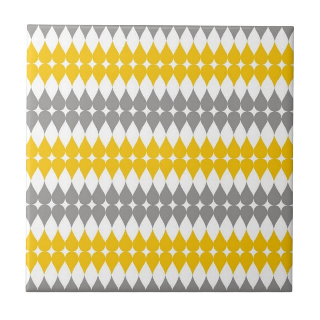 Yellow And Grey Tear Drop Pattern Tile (Front)