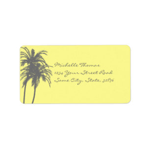 Yellow and Grey Tropical Palms Return Address Label