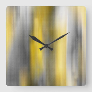 Yellow and Grey Vertical Abstract Square Wall Clock