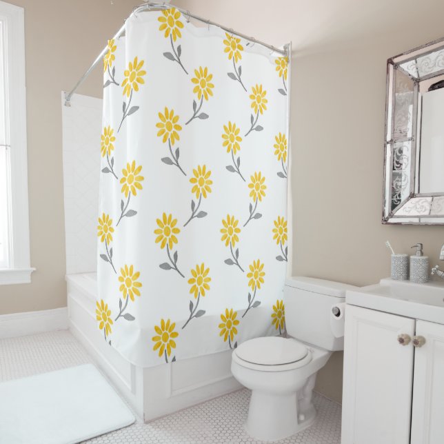 Yellow and Grey Watercolor Daisy Pattern (In Situ)