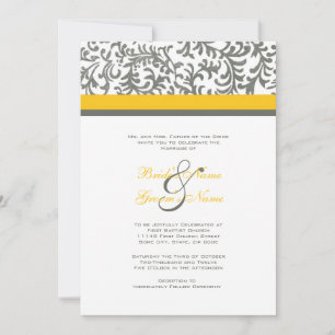 Yellow and Grey Wedding Invitation