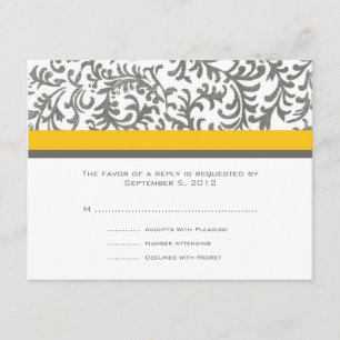 Yellow and Grey Wedding RSVP Card
