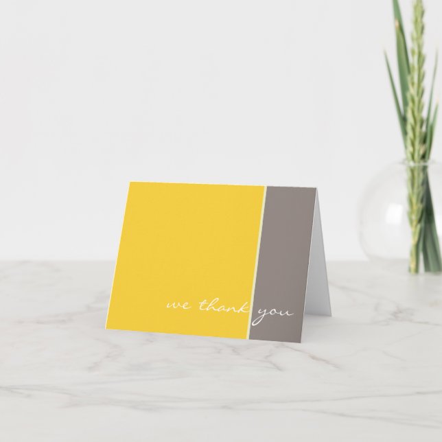Yellow and Grey Wedding Thank you card (Front)