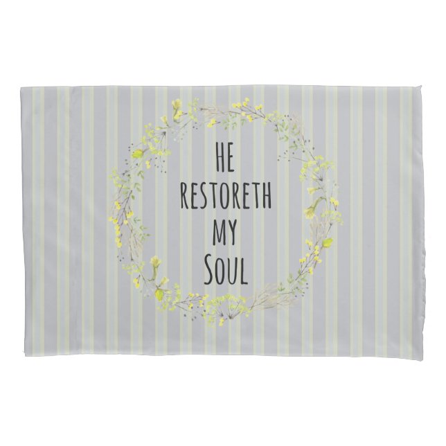 Yellow and Grey with Bible Verse Pillowcase (Front)