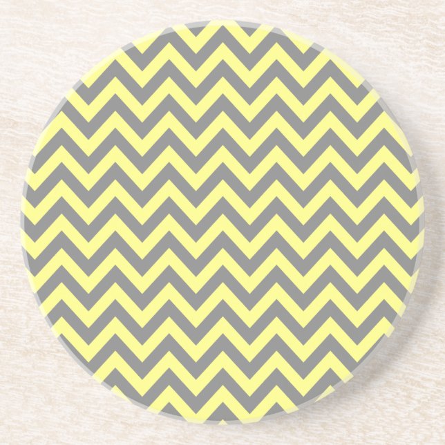 Yellow and Grey Zigzag Coaster (Front)