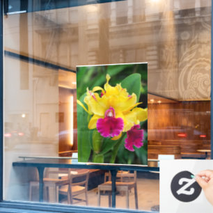 Yellow and Hot Pink Orchid Window Cling