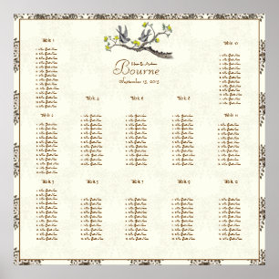 Yellow and Ivory Vintage Love Birds  Poster