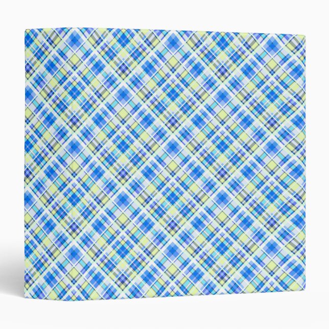 Yellow and light blue chequered print pattern binder (Front/Spine)