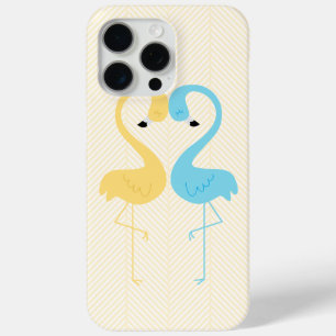Yellow and Light Blue Flamingos iPhone 15 Pro Max Case