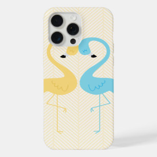 Yellow and Light Blue Flamingos iPhone 15 Pro Max Case