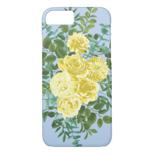 Yellow and Light Blue Rose Vintage Spring Wedding Case-Mate iPhone Case