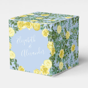 Yellow and Light Blue Rose Vintage Spring Wedding Favor Box