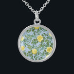 Yellow and Light Blue Rose Vintage Spring Wedding Sterling Silver Necklace<br><div class="desc">Beautiful light blue background with yellow roses makes a gorgeous vintage spring floral design for your wedding or event.</div>